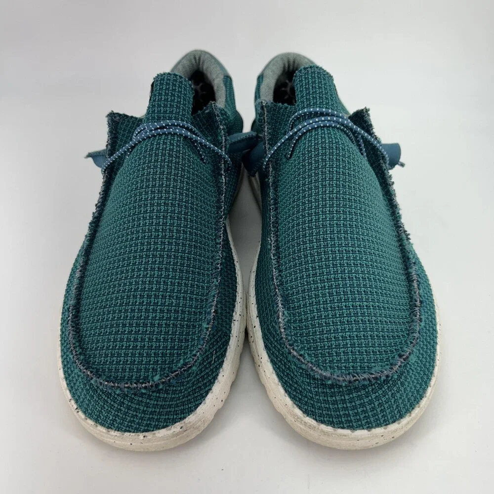 Hey Dude Wally Sport Mesh Shoes Mens Size 13 Teal Slip On Casual Loafers